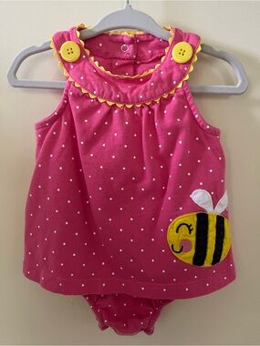 Carter's Pink with white polka dots Tank Dress Onesie.